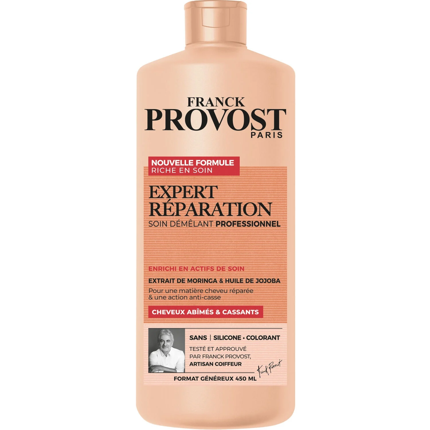 Conditioner Detangling Treatment for Damaged, Brittle and Split-End Hair Moringa & Jojoba Oil 450ml -  FRANCK PROVOST