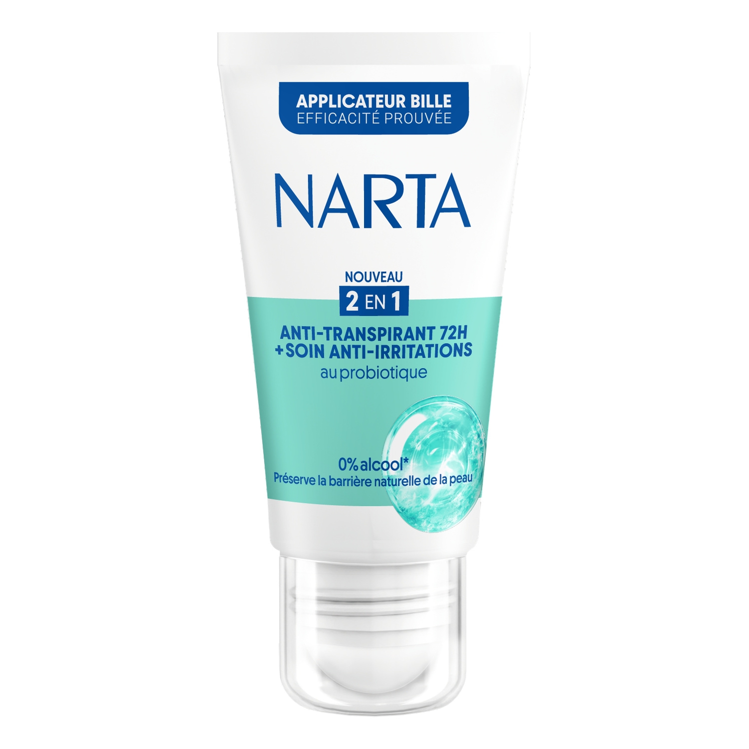 Déodorant bille anti-transpirant 72 h 2 en 1 soin anti-irritations au probiotique - NARTA