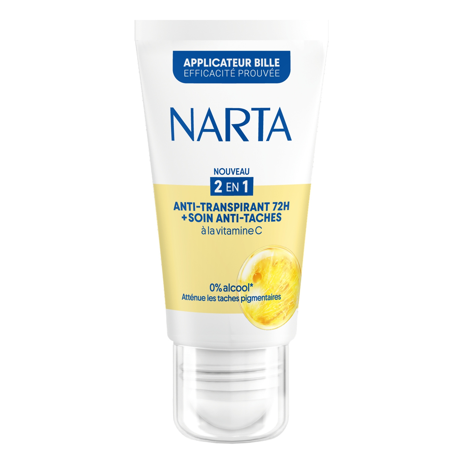 Déodorant bille anti-transpirant 72 h 2 en 1 soin anti-taches à la vitamine C - NARTA