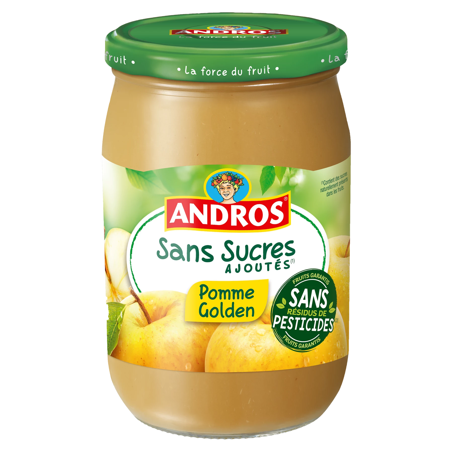 Compote Golden Apple Geen toegevoegde suikers en geen residuen van bestrijdingsmiddelen 640g - ANDROS
