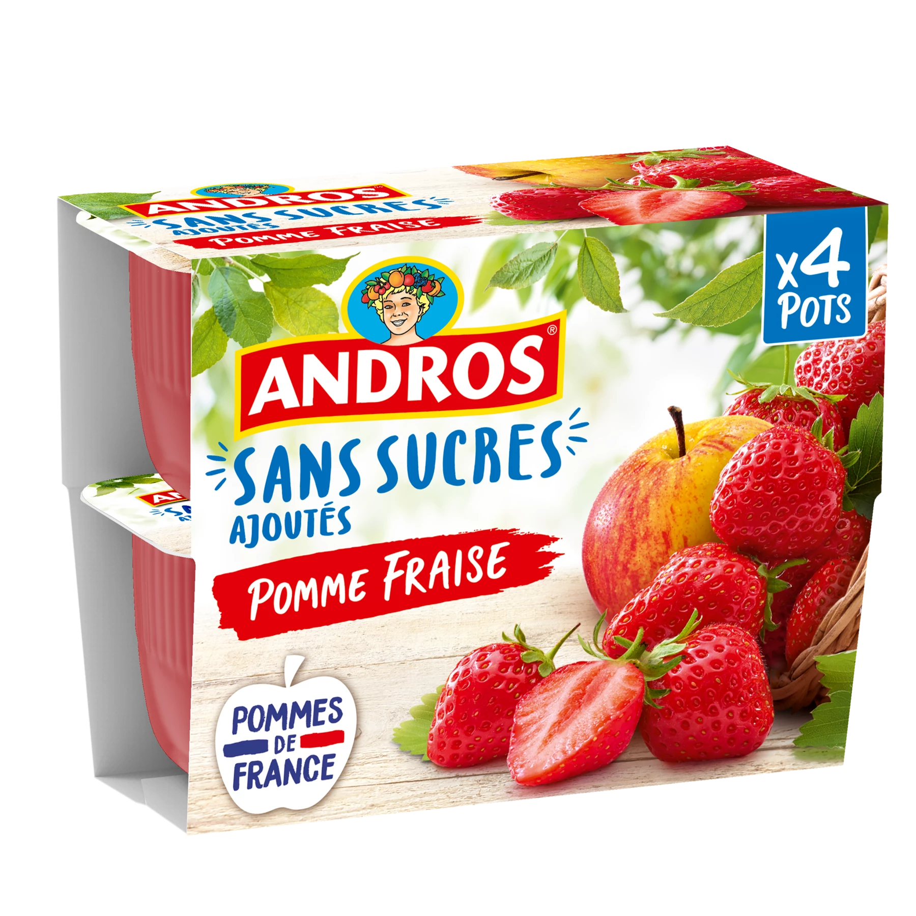 Andros Pomme Fraise Ssa 4x100g