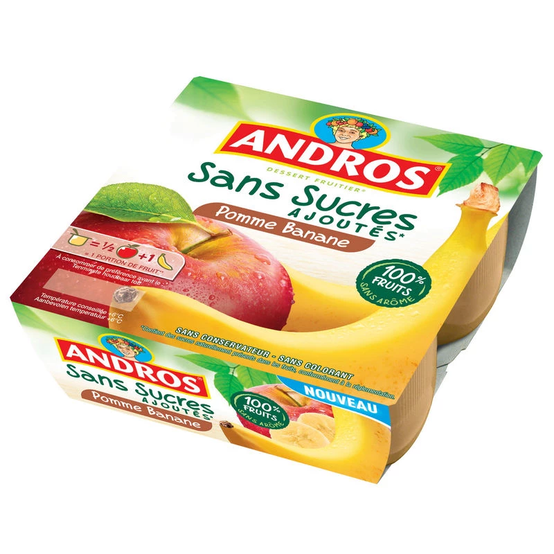 Compote pomme banane 4x100g - ANDROS