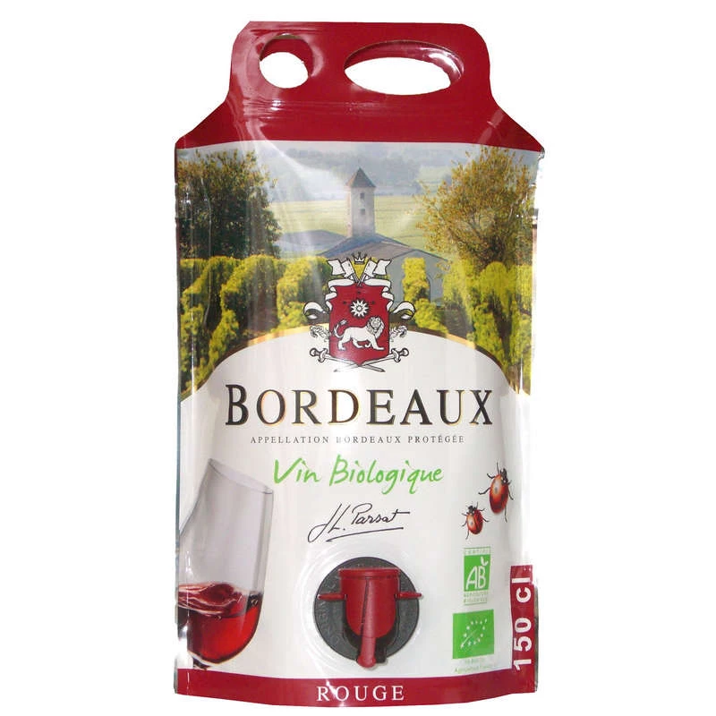 Vin Rouge de Bordeaux Bio, 12°, 1.5l - JL PARSAT