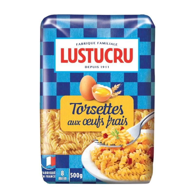 Pâtes torsettes aux œufs frais 500g - LUSTUCRU
