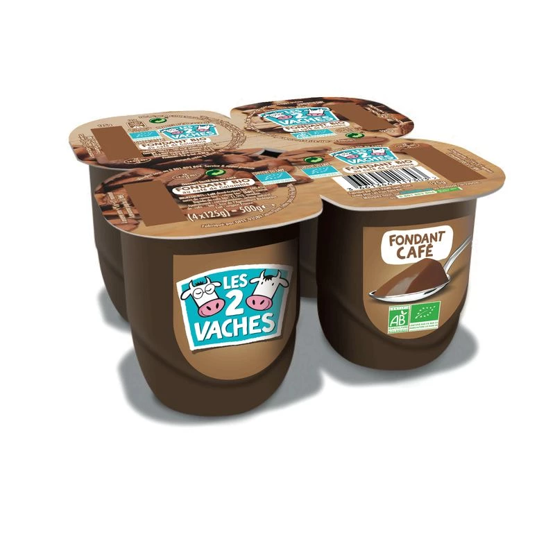 Yaourt Bio Fondant Cafe 4x125g - LES 2 VACHES