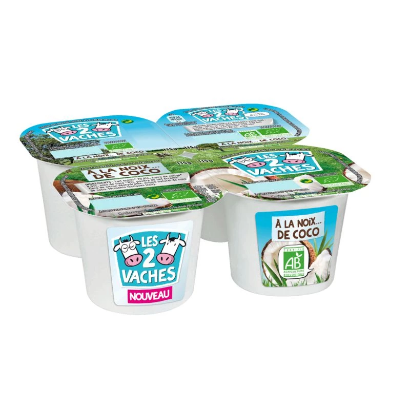 Yaourt saveur Coco 4x115g Bio - LES 2 VACHES