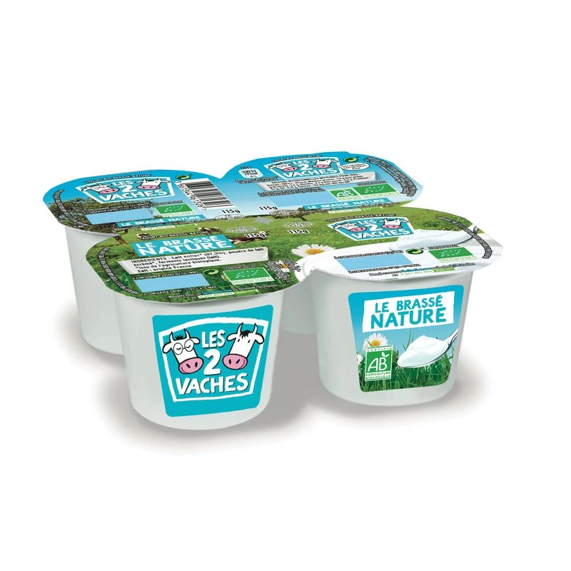 Organic Natural Stirred Yogurt, 4x115g - LES 2 VACHES