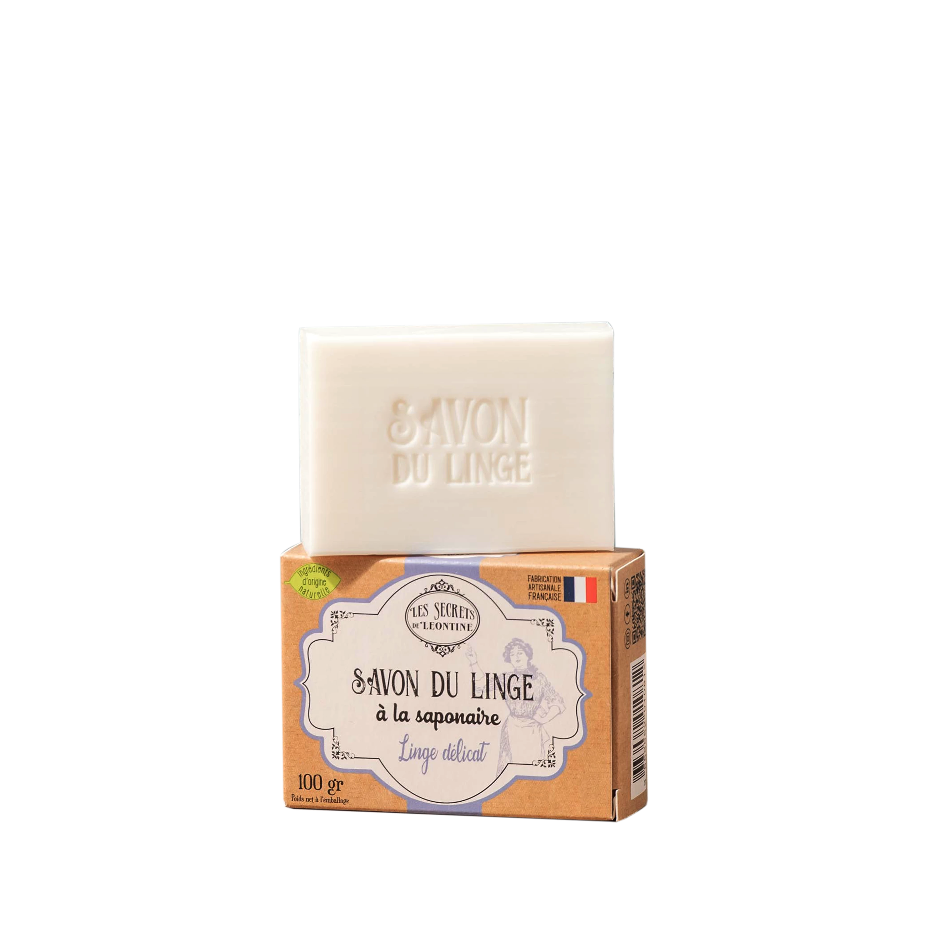 Laundry Soap with SoapwortCardboard Box 100 Gr - Les Secrets De Leontine
