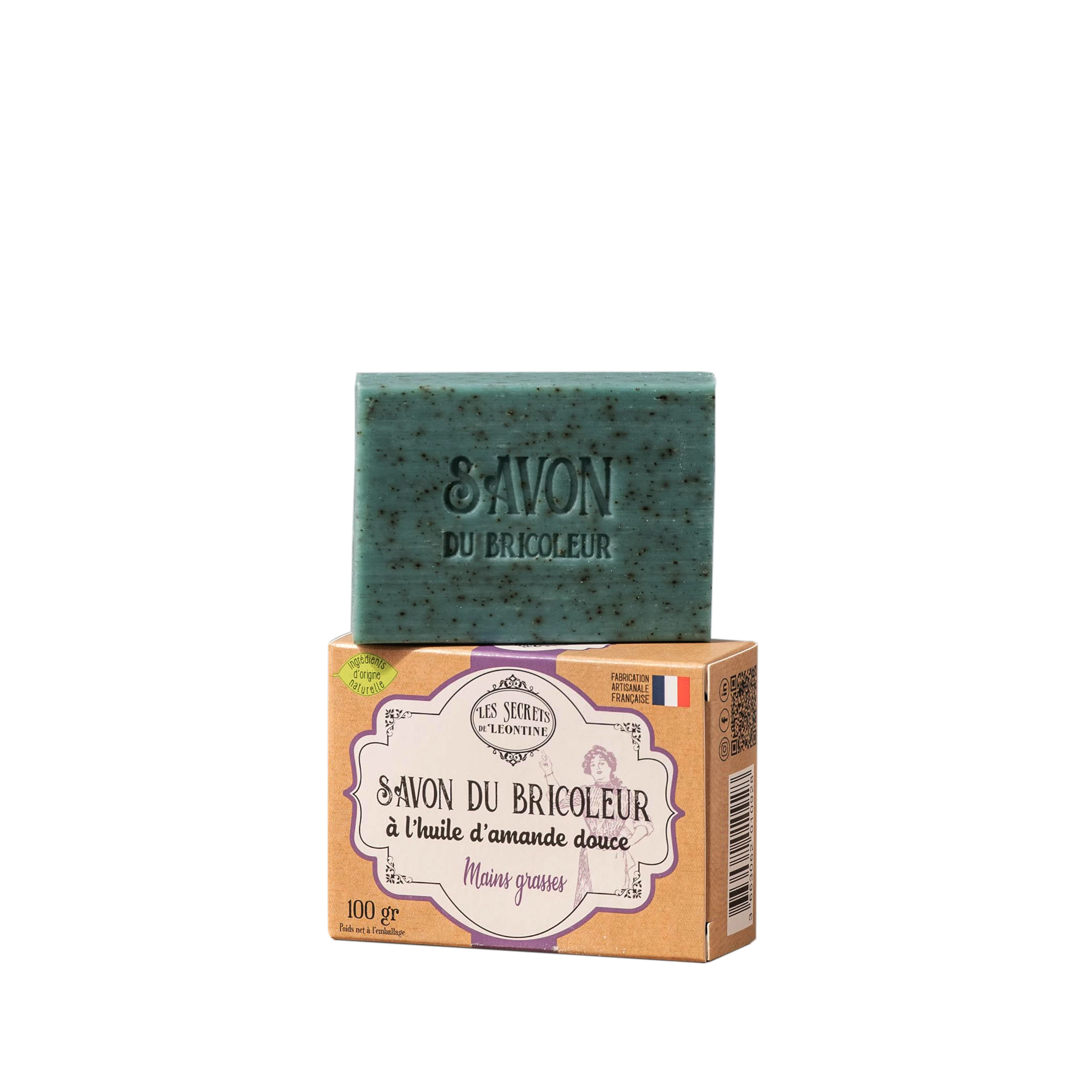 Handyman's Soap with Sweet Almond Oil Cardboard Box 100 Gr - Les Secrets De Leontine