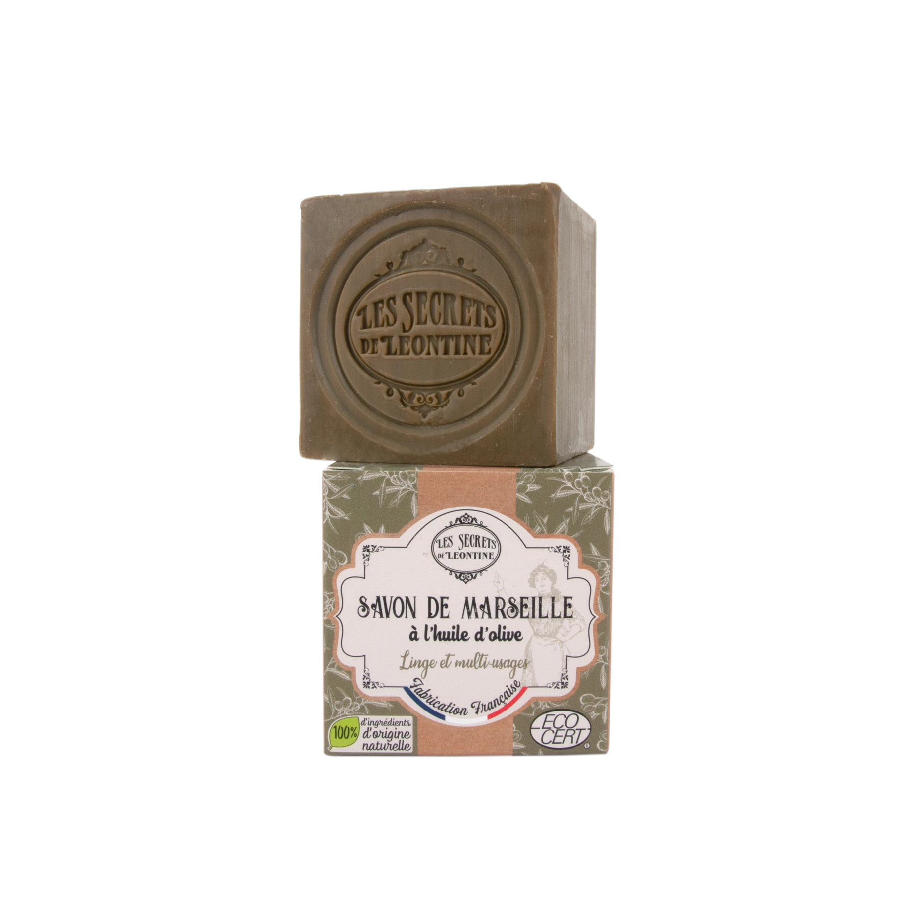 Marseille Soap with Olive Oil CubeCarton Box 200 Gr - Les Secrets De Leontine