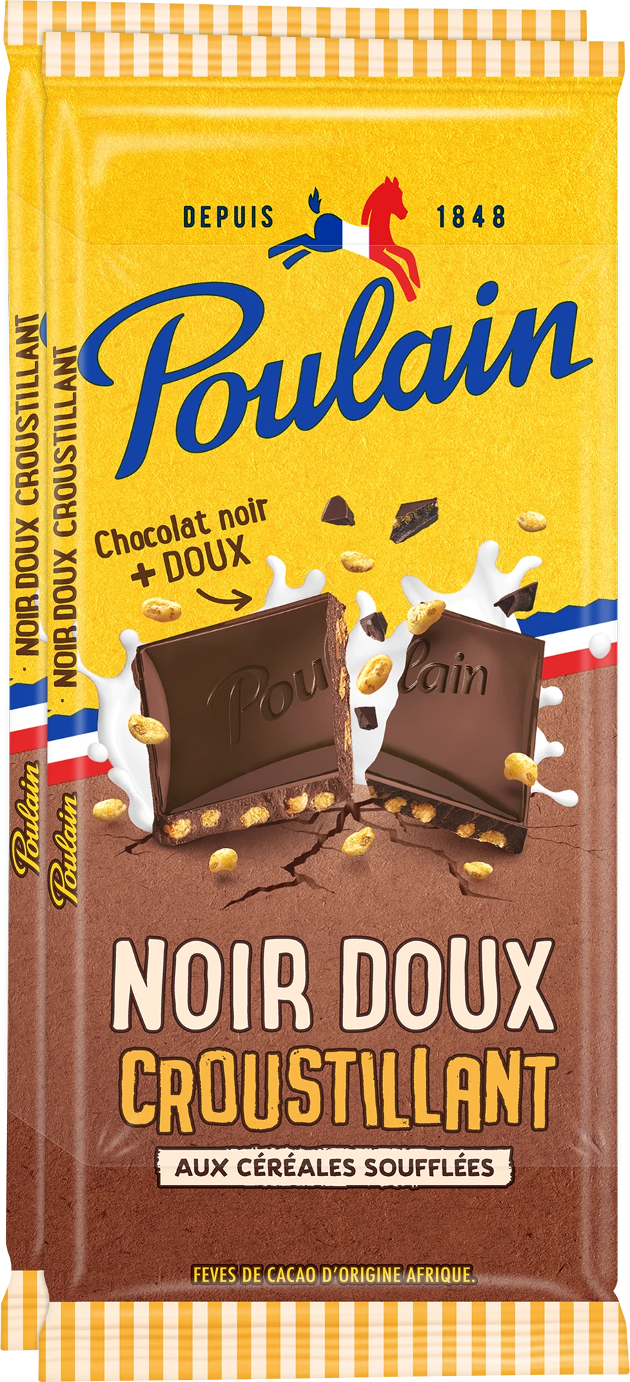 Krokante pure chocolade, 2x90g - POULAIN