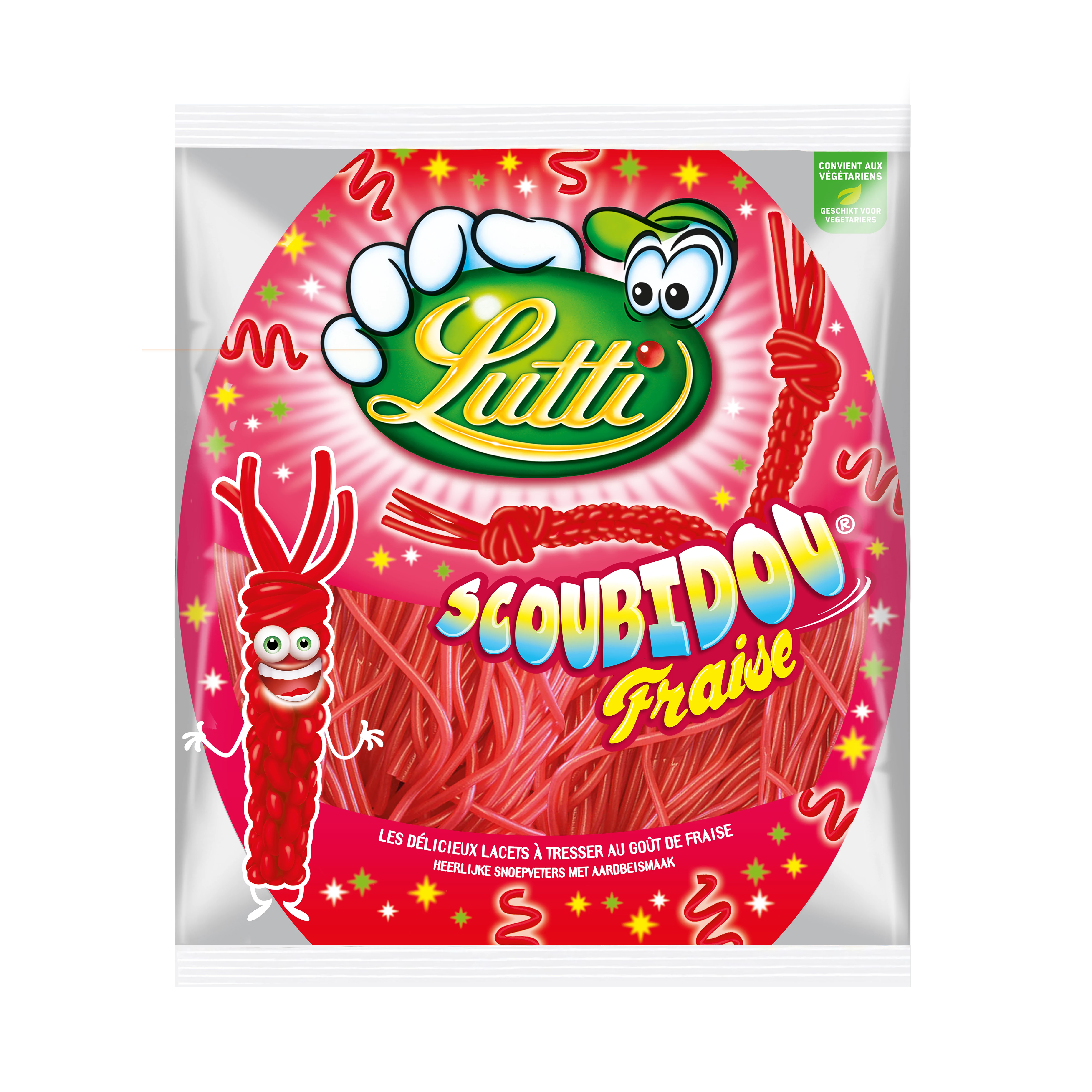 Grossiste Bonbons Scoubidou Fraise; 200g - LUTTI