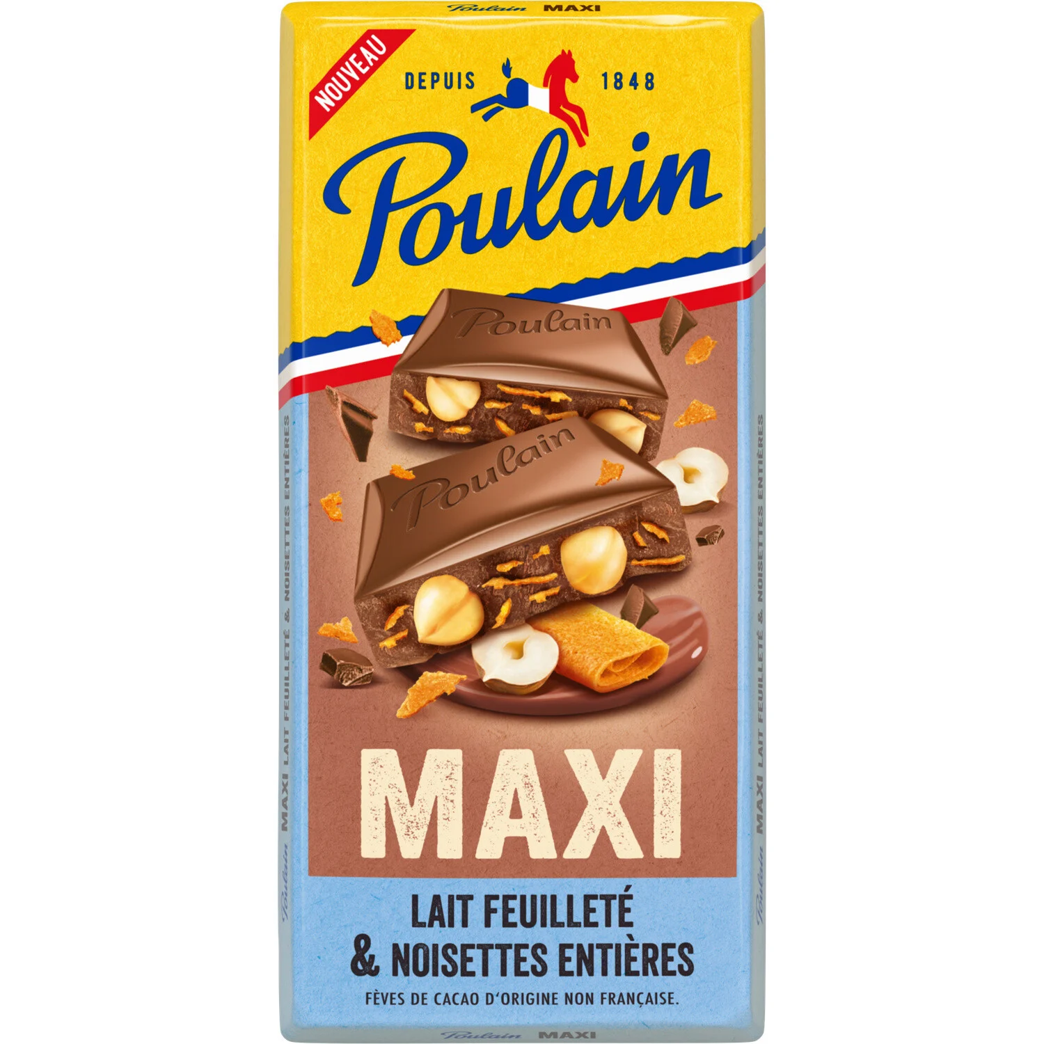 Tablette De Chocolat Au Lait Feuilleté Et Noisettes 190g - Poulain