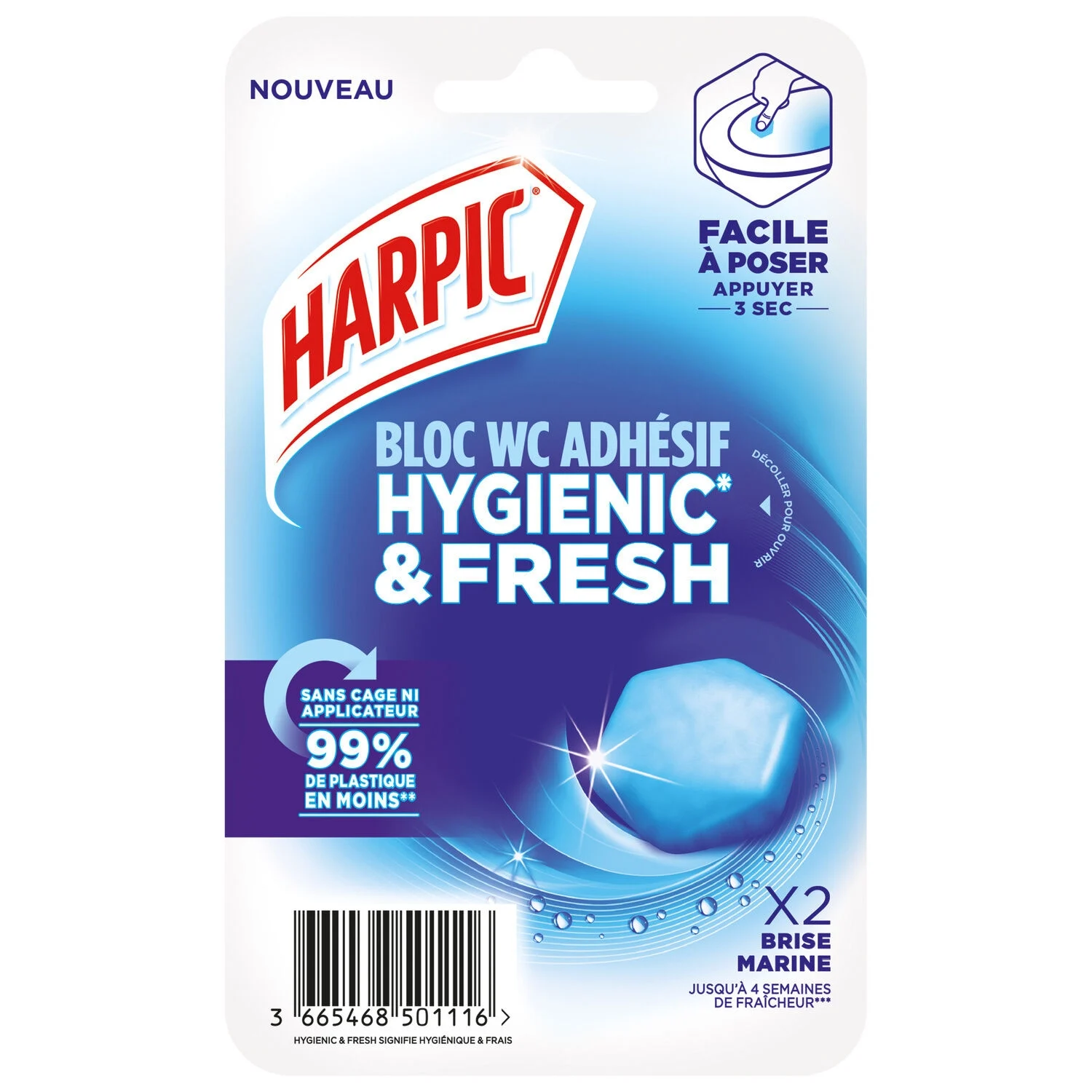 Bloc Wc Adhésif Hygienic & Fresh Brise Marine X2 Bloc - Harpic