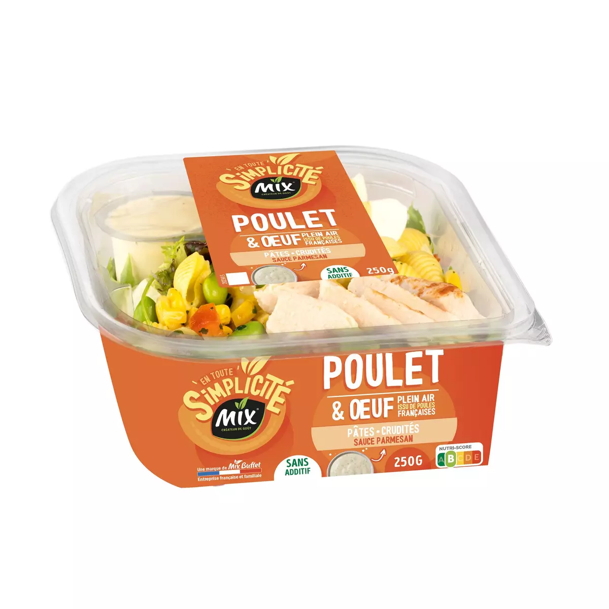 Salade Poulet œuf Pates Tomates Mais Fèves De Soja 250g - Mix Buffet
