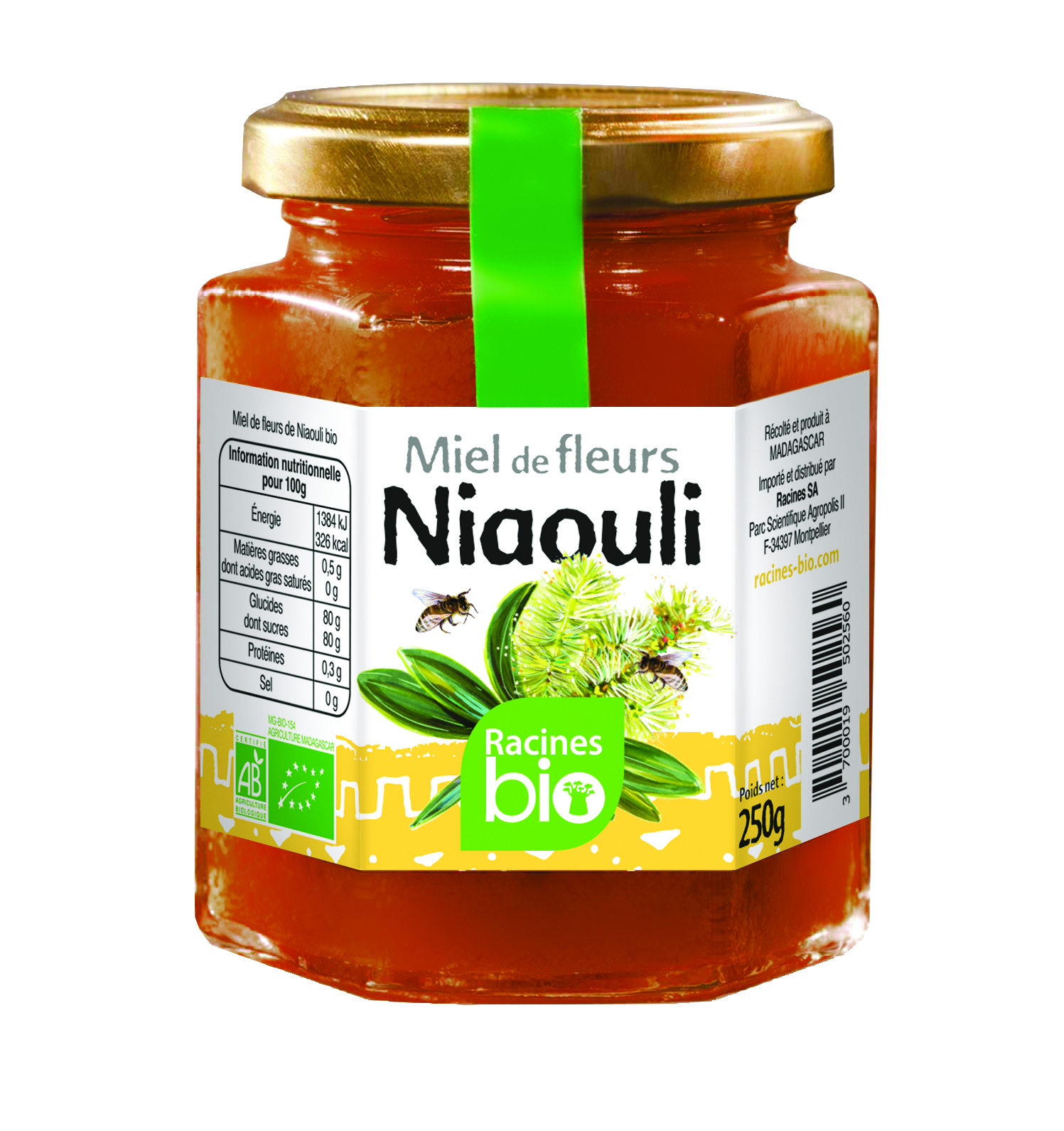 Mel de Flor Niaouli (12 X 250 G) - Racines Bio