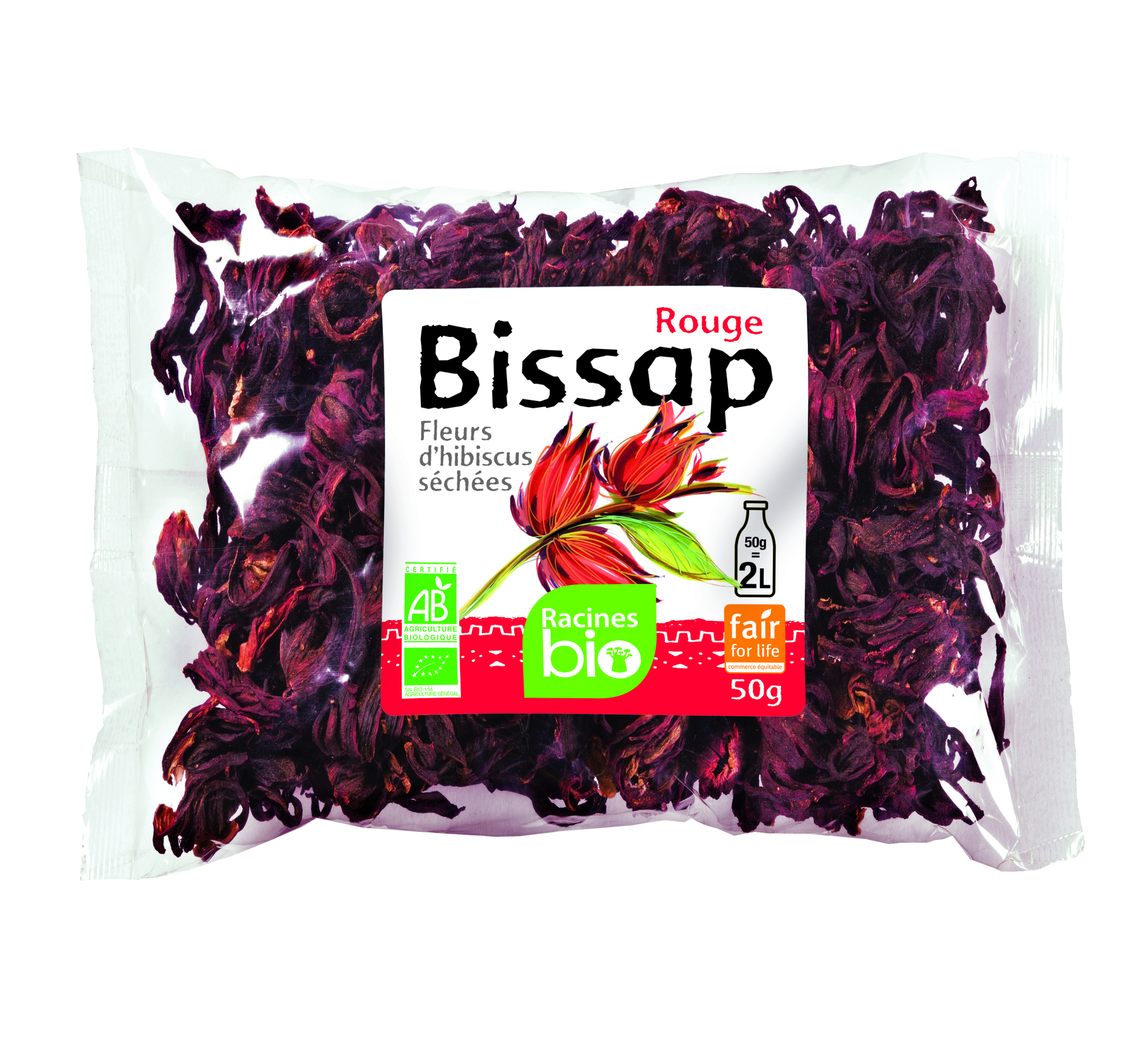 Red Hibiscus Flowers (40 X 50 G) - Racines Bio