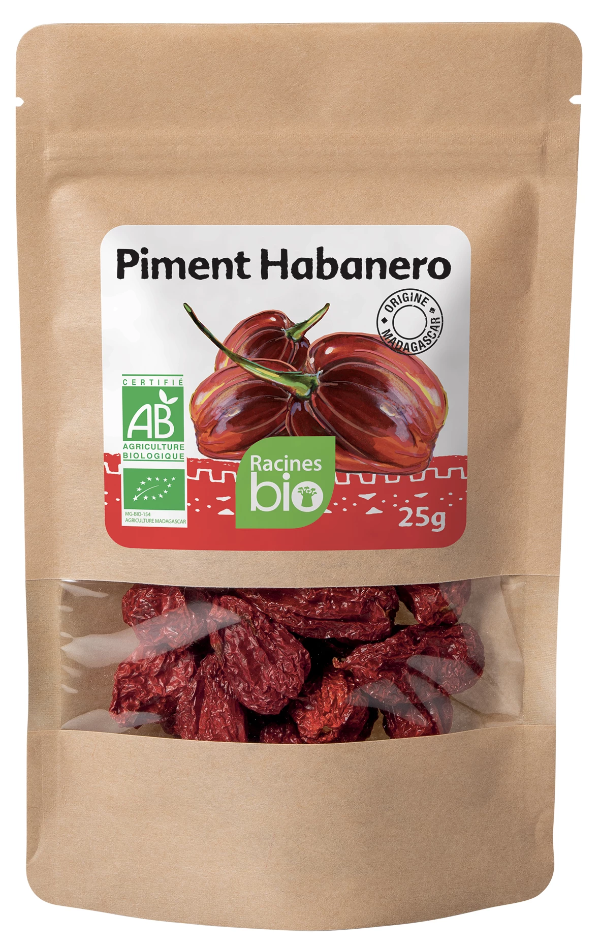 Piment Habanero Rouge Séché (20 X 25 G) - Racines Bio