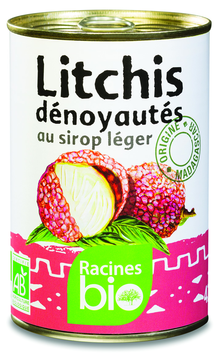 Lichias sem caroço em calda light (12 X 420 G) - Racines Bio