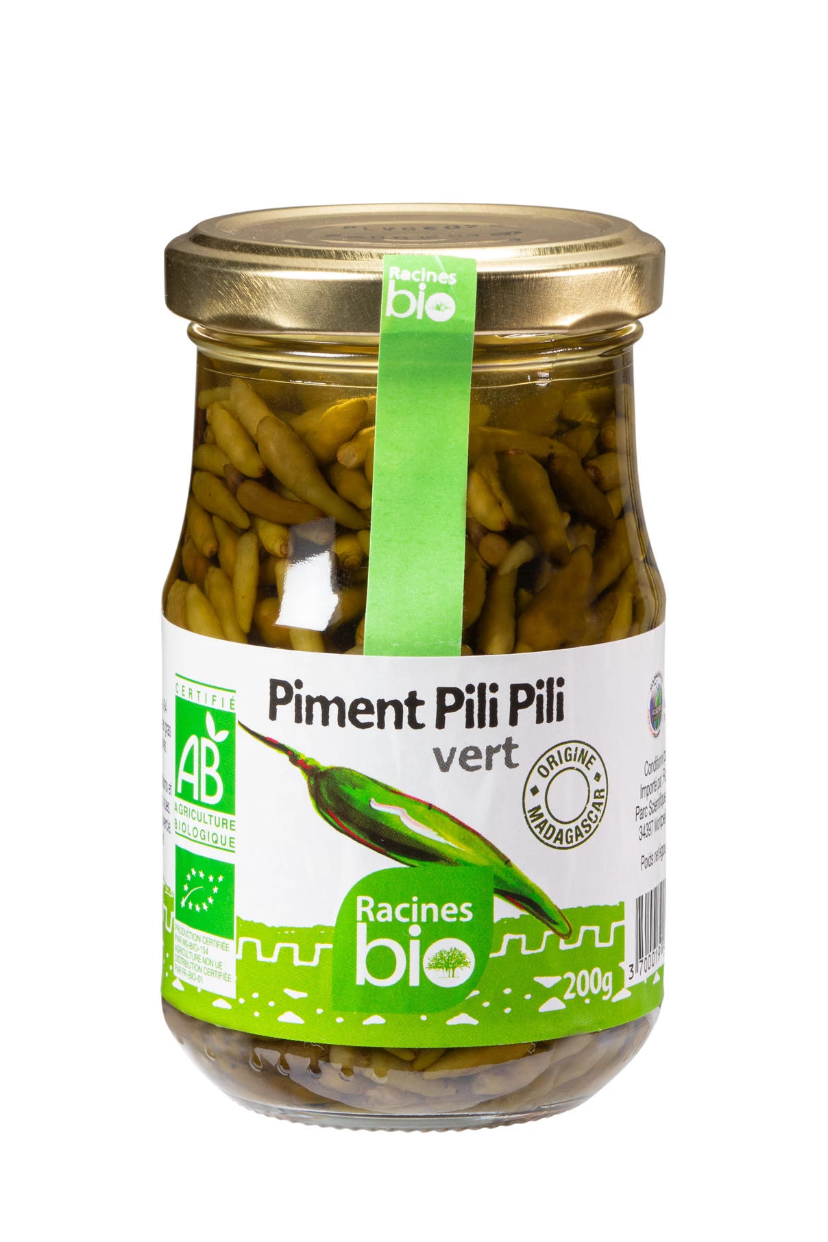 Piment Pili Pili Vert Entier (12 X 200 G) - Racines Bio