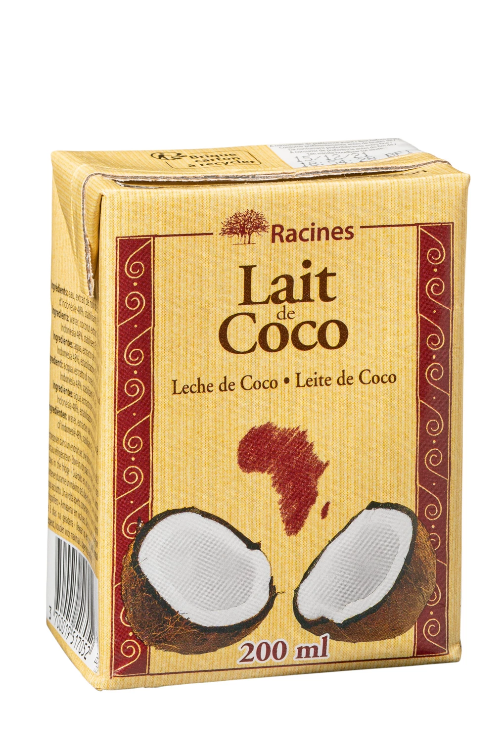 Lait De Coco (24 X 200 Ml) Tetrapack - Racines