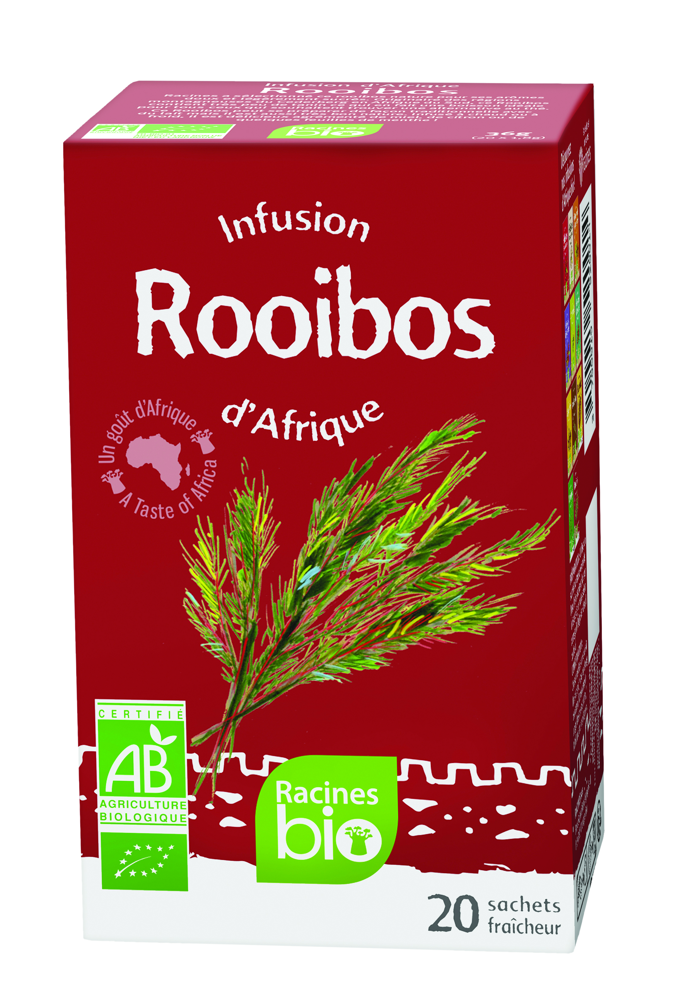Infusión D'afrique Rooibos (12 X 20 Sach X 15 G) - Racines Bio