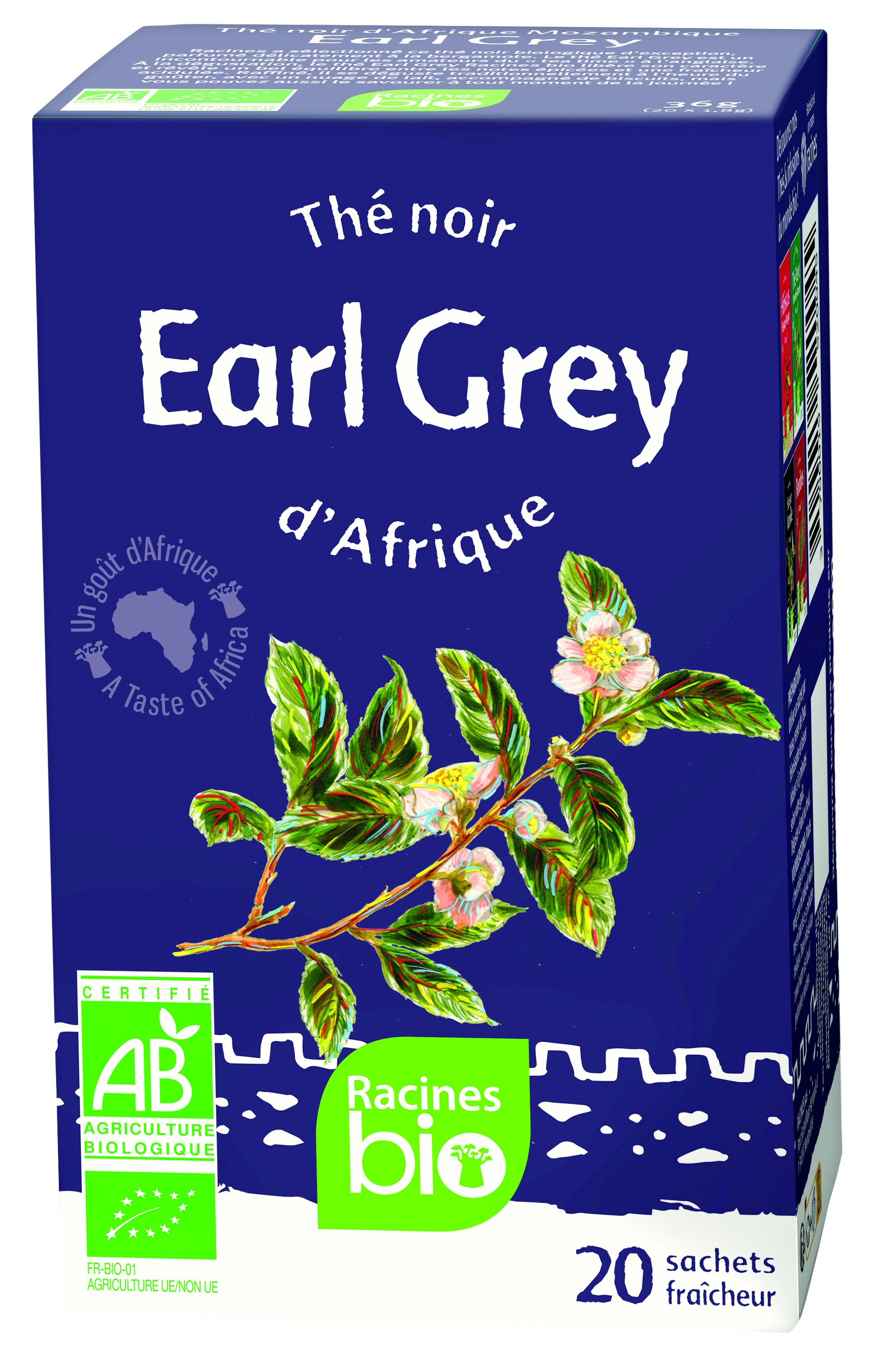 The Noir Earl Grey (12 X 20 Sach X 18 G) - Racines Bio