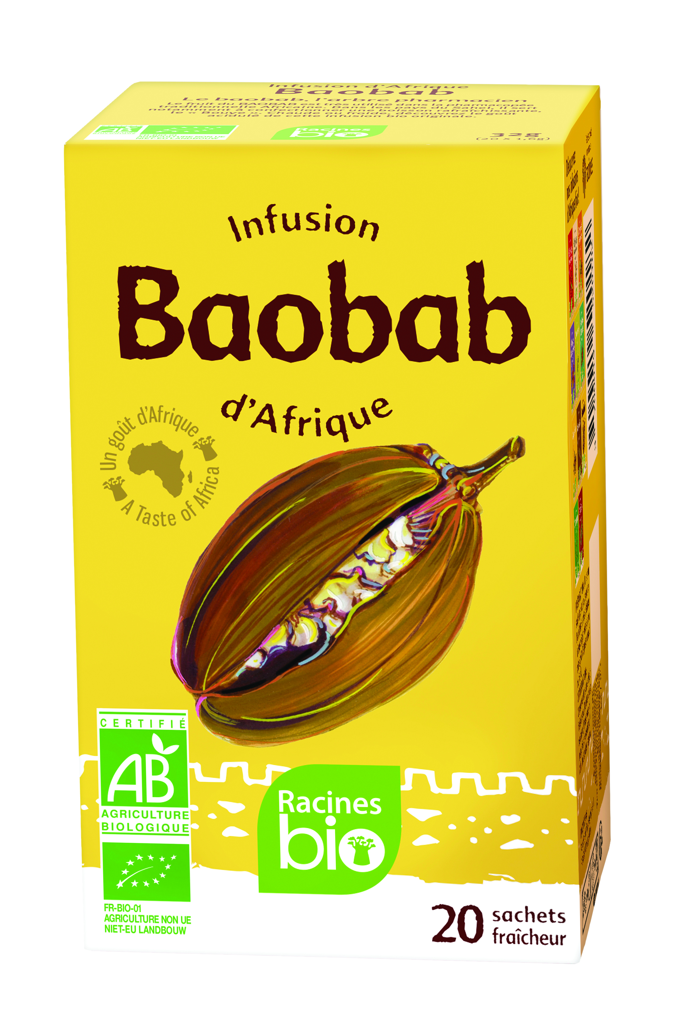Infusión D'afrique Baobab (12 X 20 Sach X 16 G) - Racines Bio
