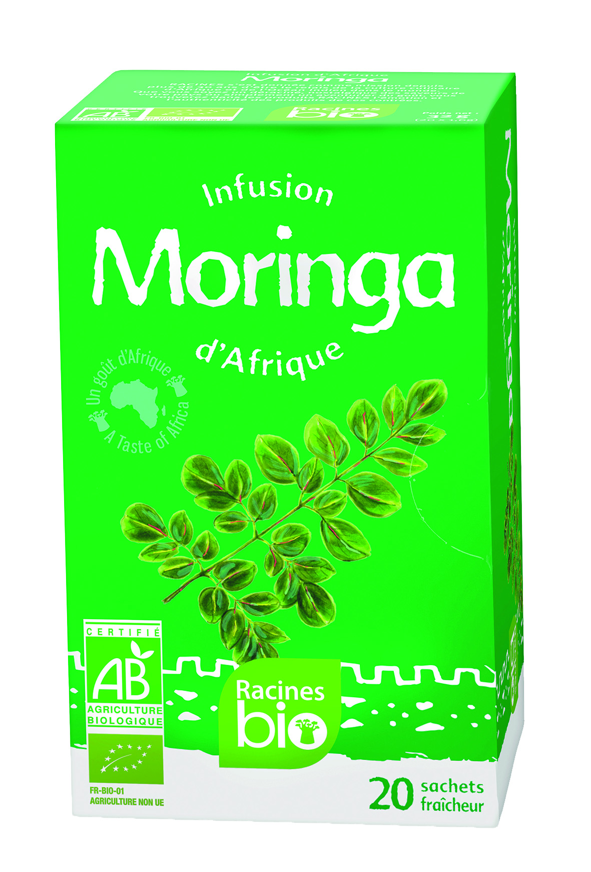 إنفيوجن دافريك مورينجا (12 × 20 كيس × 16 جرام) - Racines Bio