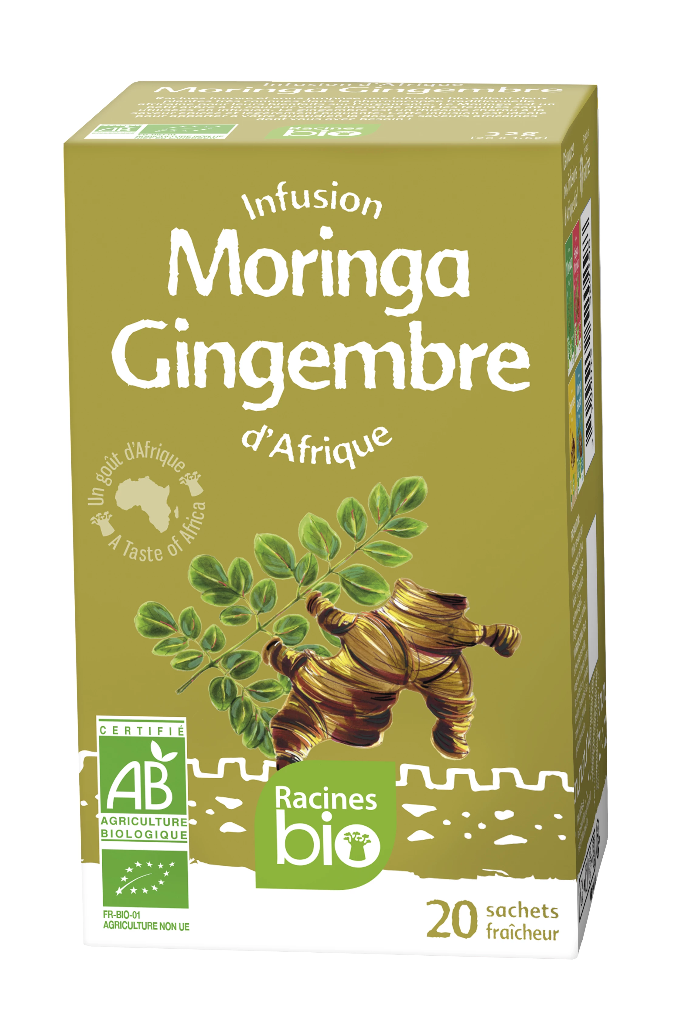 African Infusion Ingwer Moringa (12x20sx16 G) (1 - Racines Bio