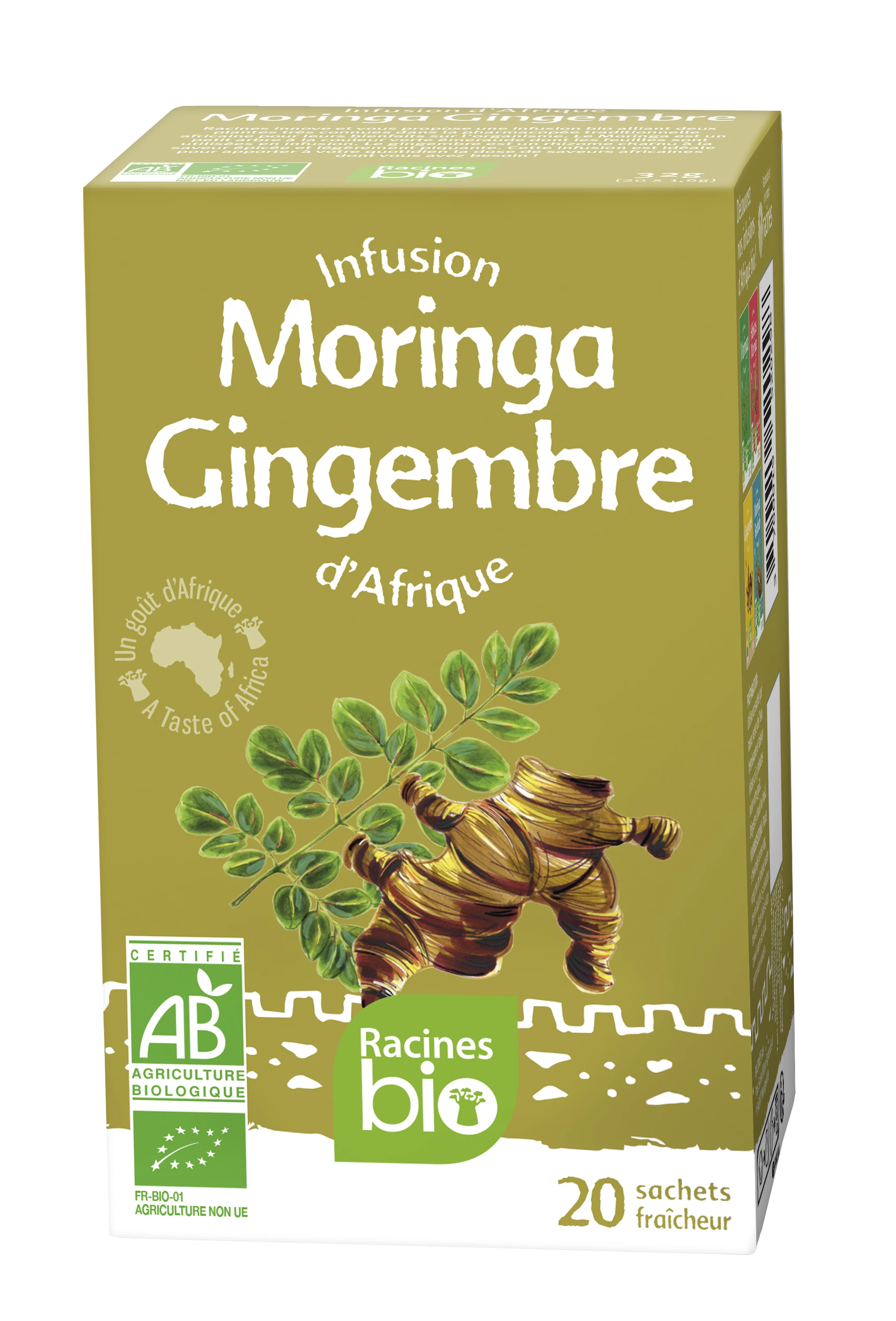 Infusión Africana Jengibre Moringa (12x20sx16 G) (1 - Racines Bio