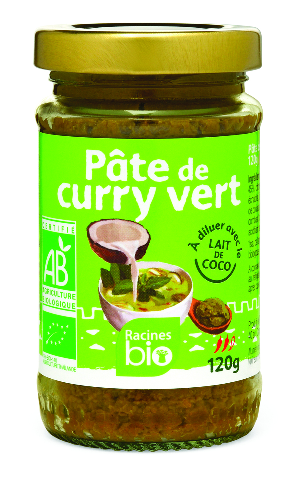 Pasta de Caril Verde (12 X 120 G) - Racines Bio