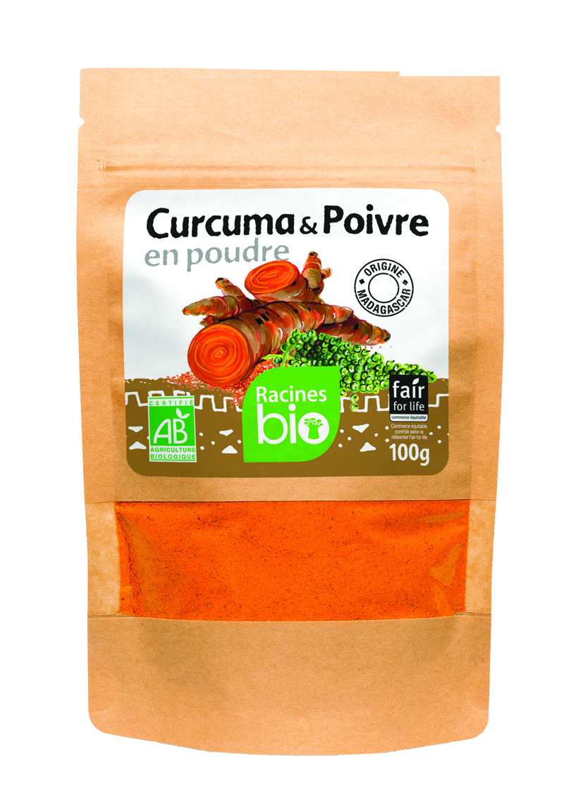 Curcuma e Pepe in Polvere (20x100g) - Racines Bio