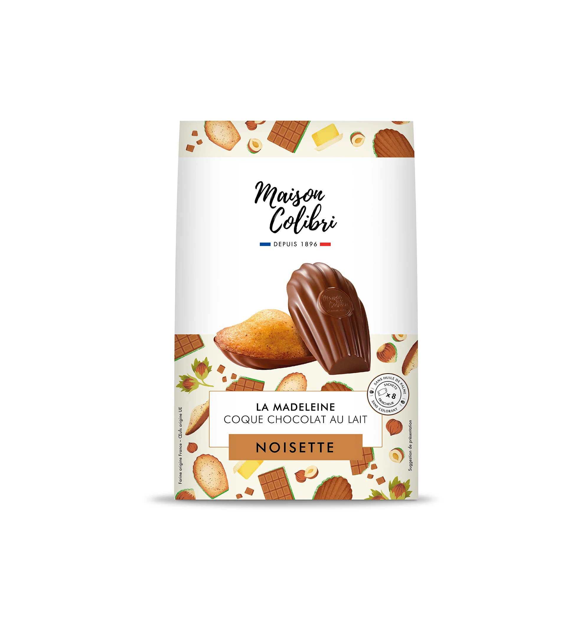 Madeleines Al Cioccolato Al Latte Alla Nocciola 240g - MAISON COLIBRI