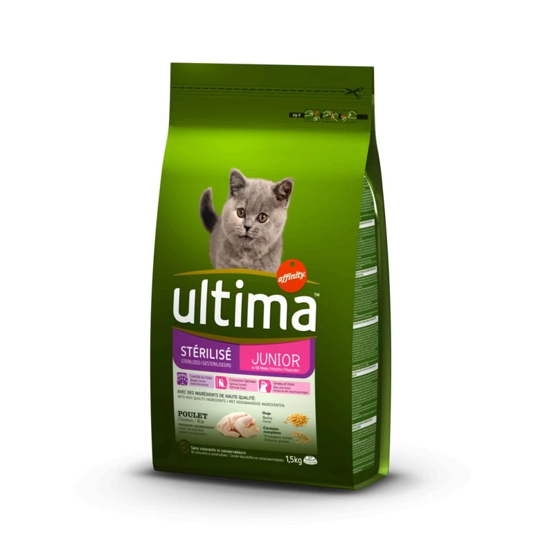 Ração júnior para gato frango/cevada 1,5kg - ULTIMA