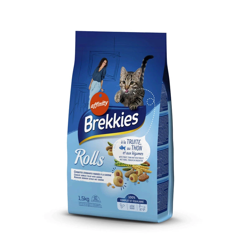 Rolinhos de croquete com truta e atum para gatos 1,5kg - BREKKIES