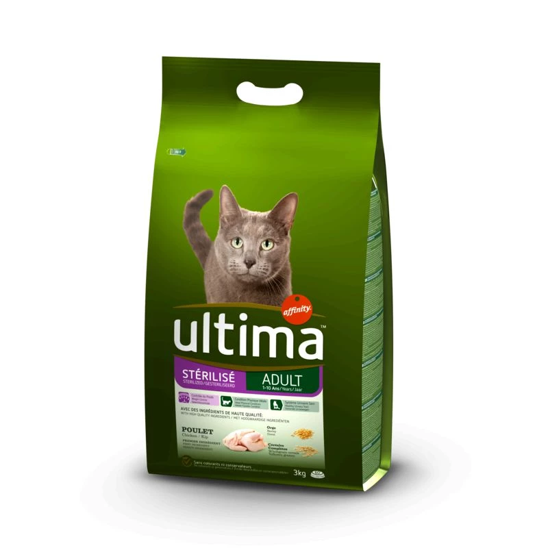 Trockenfutter für Katzen, Huhn/Gerste, 3 kg - ULTIMA