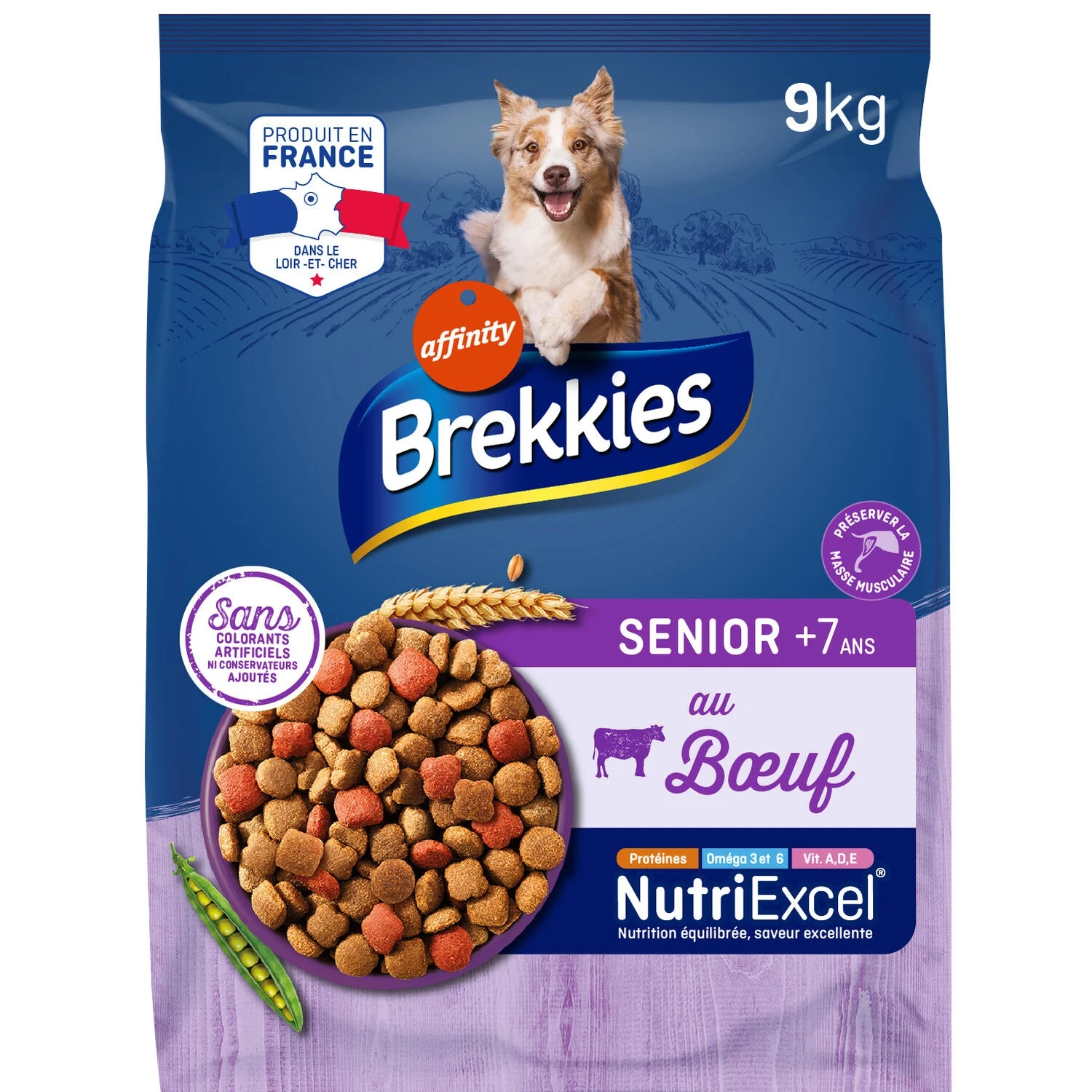 Dry Food for Senior Adult Dogs With Beef and Vegetables 9kg - Brekkies