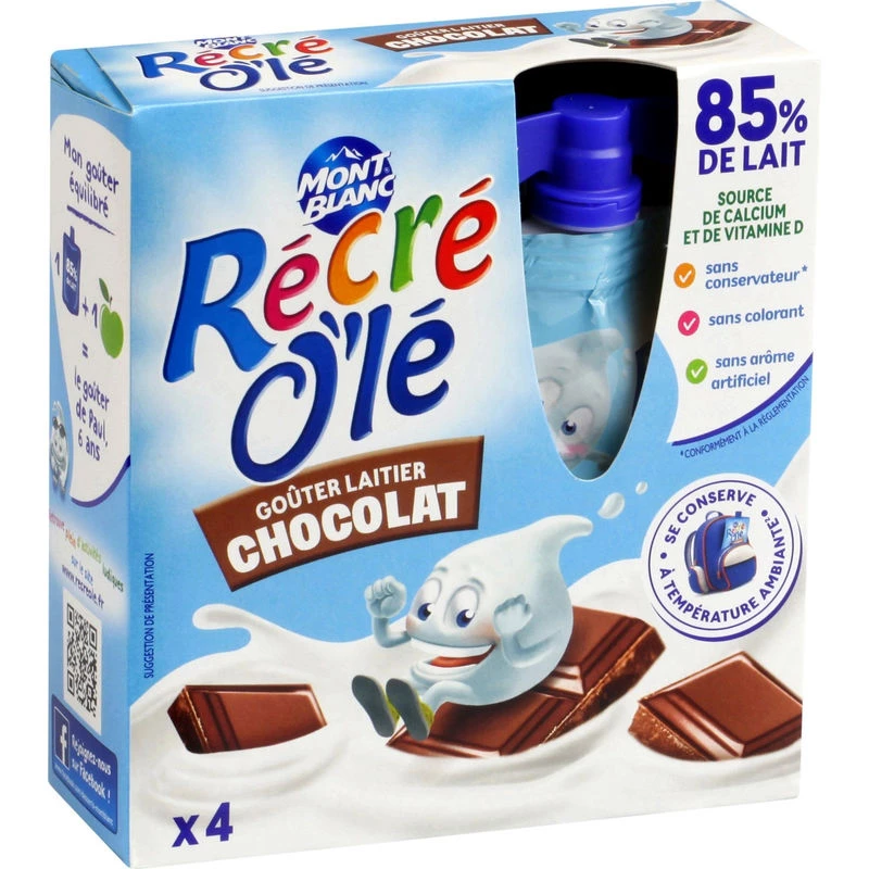 Chocoladezuivelsnacks in een fles, 4x85g - MONT BLANC