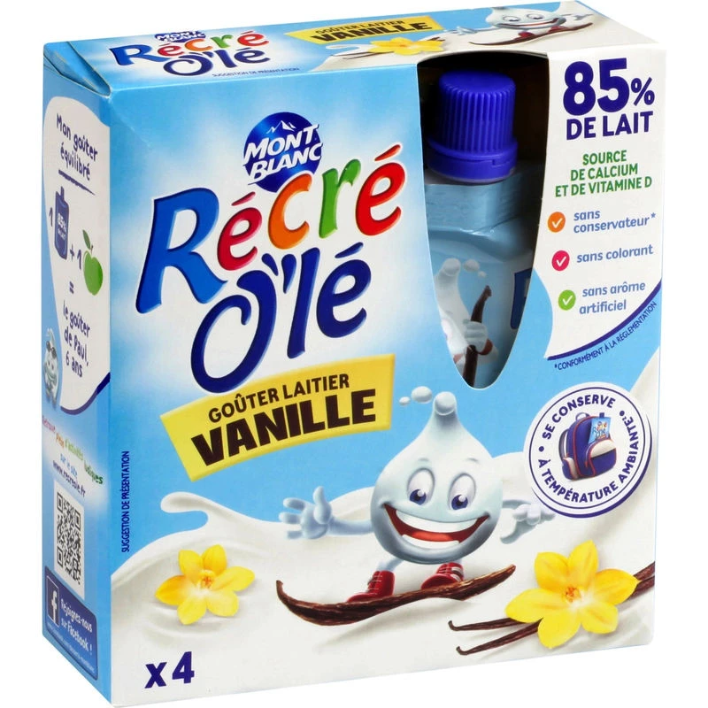 Vanille Zuivelsnacks in fles, 4x85g - MONT BLANC