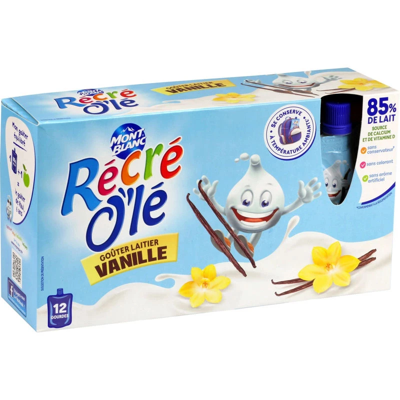 Vanille Zuivelsnacks in fles, 12x85g - MONT BLANC