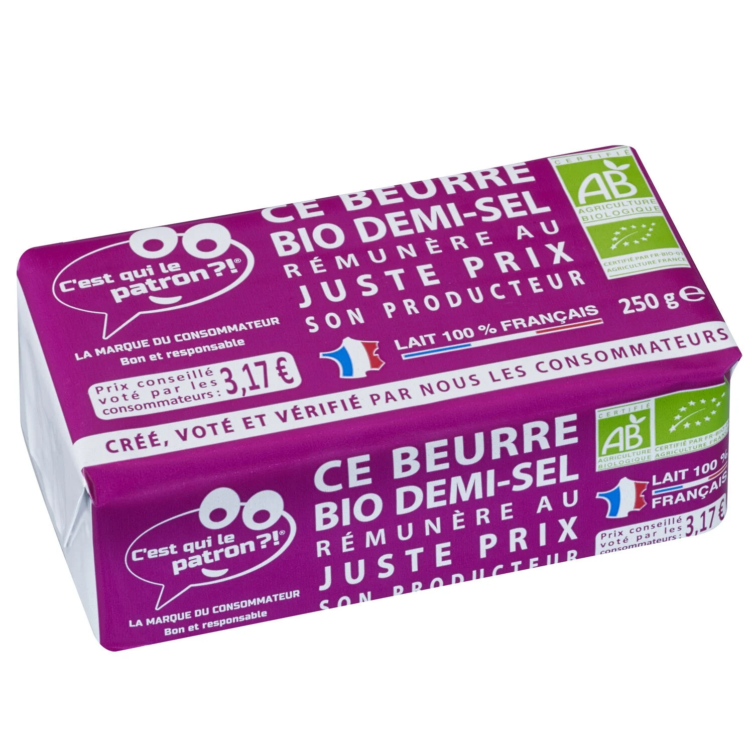 Organic Half Salted Butter 82% 250g - C'EST QUI LE PLUS FORT