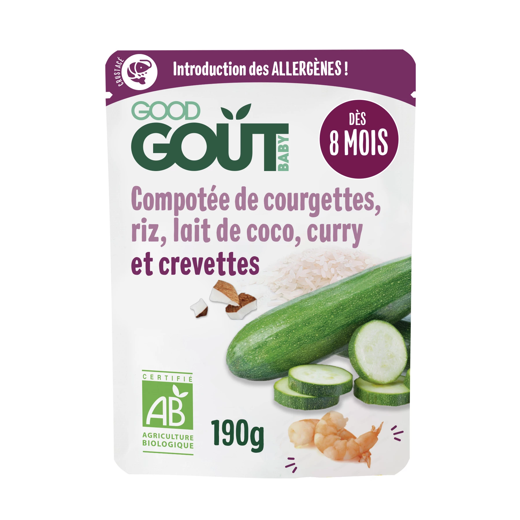 Zucchini Compote. Rice. Coconut Milk. Curry And Shrimp 190g - GOOD GOUT