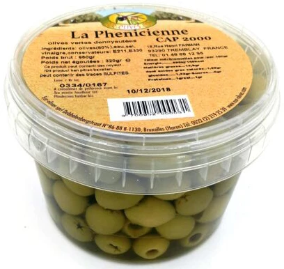 Olives vertes denoyautées 550g - LA PHENICIENNE