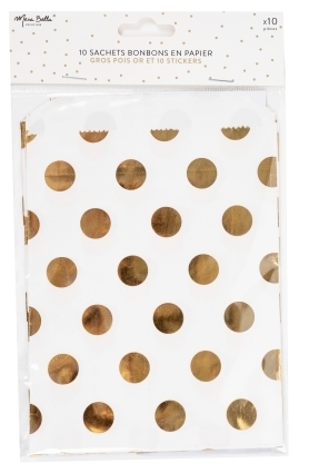 10 Pochettes Pois Or Stickers