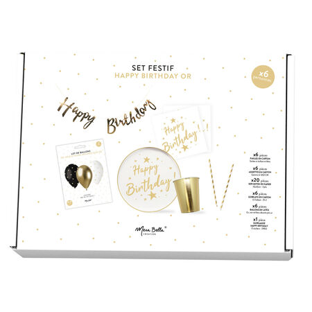 Set Festif 6 Pers Or Et Blanc