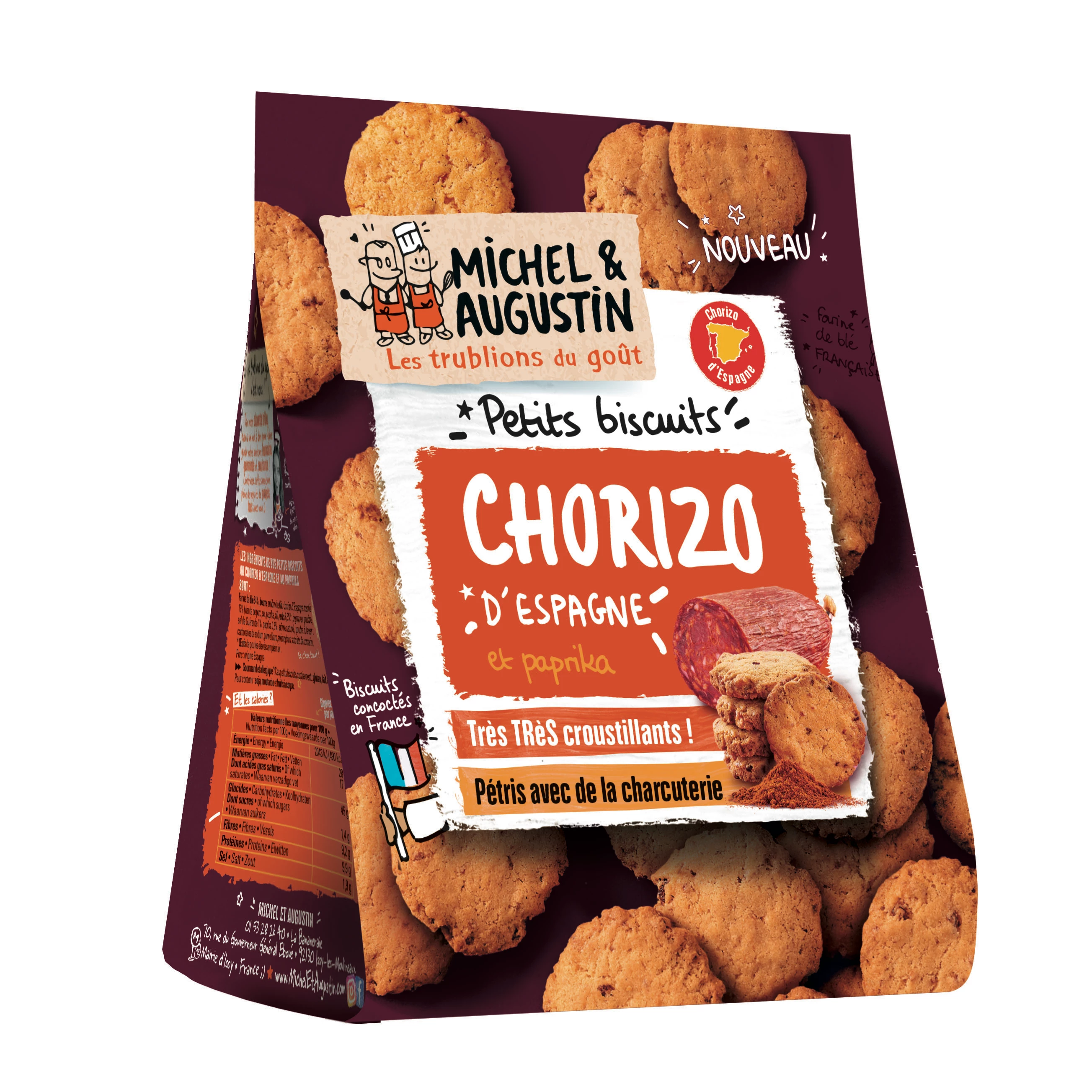 Biscotti piccoli con chorizo ​​​​e paprika, 90 g - MICHEL ET AUGUSTIN