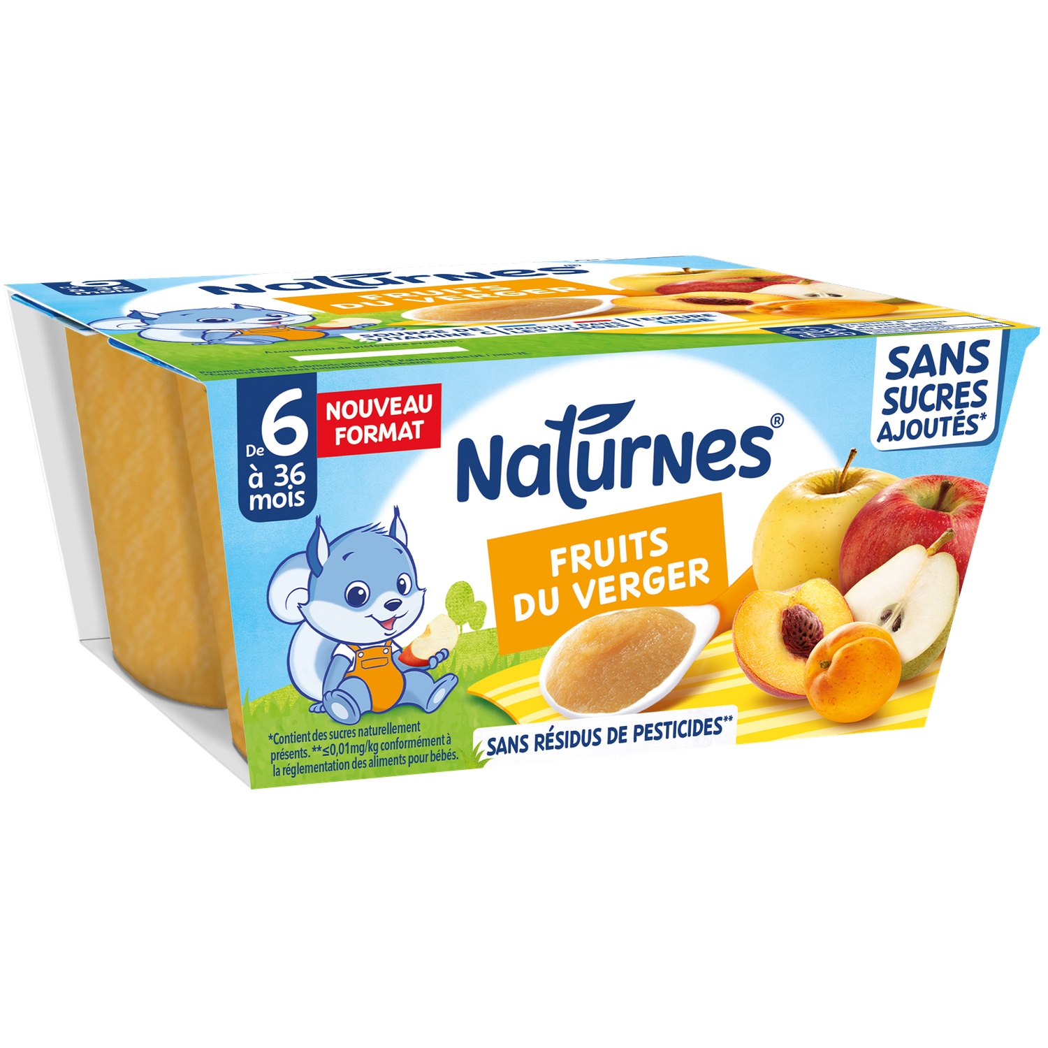 Compote bébé fruits du verger sans sucres ajoutés dès 6 mois 4x100 g - NATURNES
