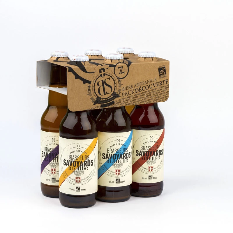 Cerveza 6 Sabores Artesanales Ecológicas, 5°, 6x33cl - LES BRASSEURS SAVOYARDS