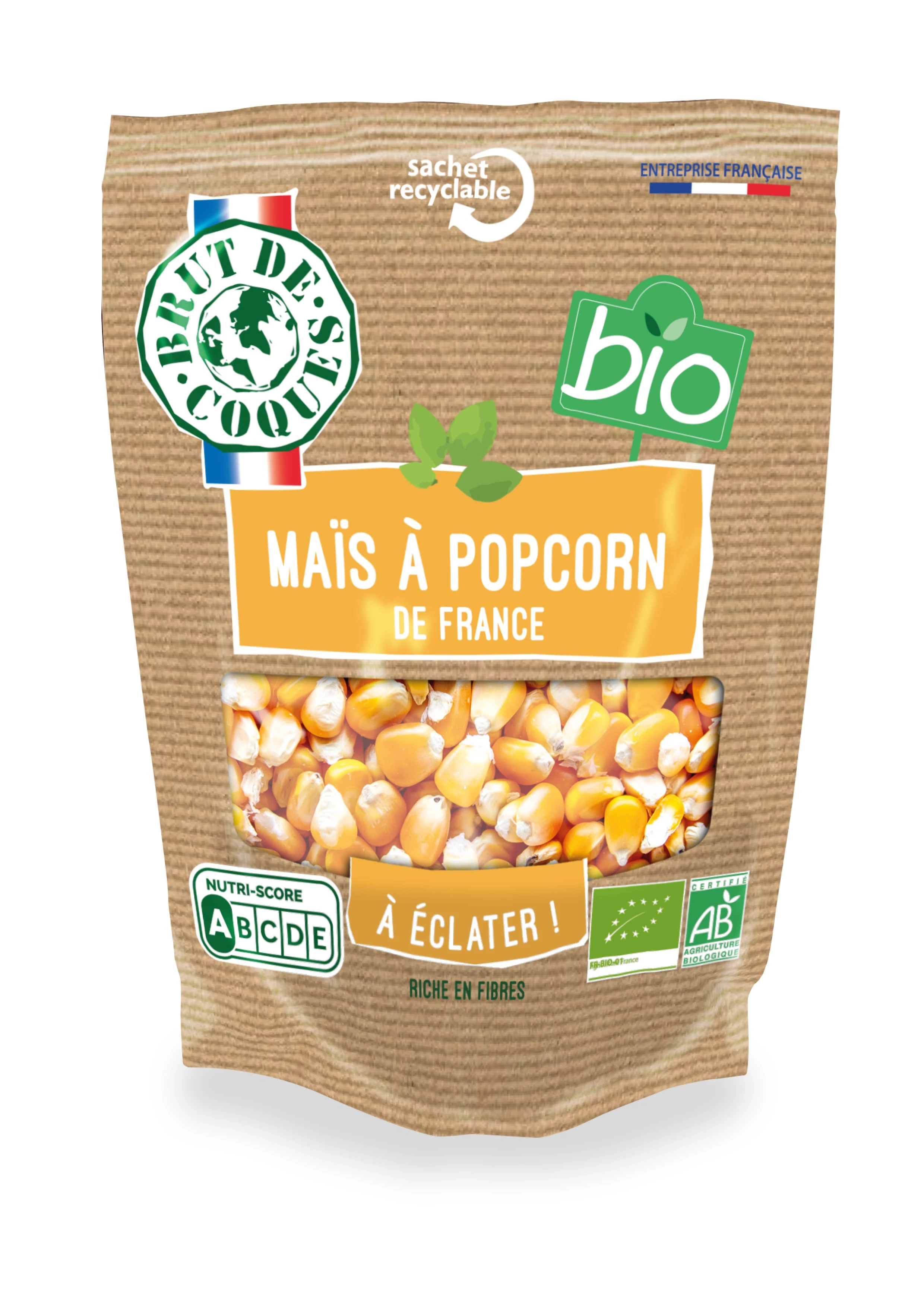 Pop Corn Mais Français à Eclater, 180g - BRUT DE COQUES